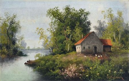 Gehöft am Fluss.