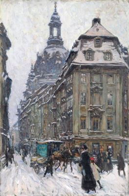 Dresden - Rampische Straße mit Blick auf die Frauenkirche.
