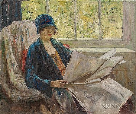 Elaine Reading by Edward Lintott - Auction record, sale price, and art valuation. Compare with similar artists and explore comparable artworks.