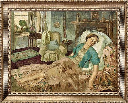 Auf einem Sofa ruhende Frau