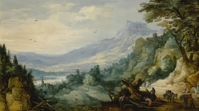 MOUNTAIN LANDSCAPE WITH WOODCUTTERS by Joos de Momper II & Jan Breughel II - Auction record, sale price, and art valuation. Compare with similar artists and explore comparable artworks.