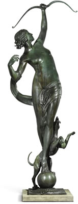 DIANA OF THE CHASE by Anna Vaughn Hyatt Huntington - Auction record, sale price, and art valuation. Compare with similar artists and explore comparable artworks.