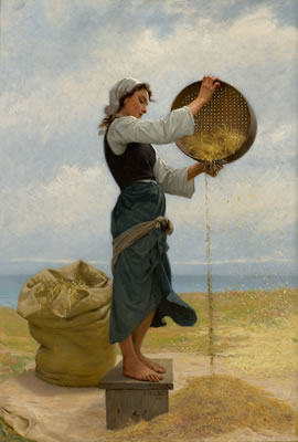 WOMAN SIFTING by Francois Alfred Delobbe - Auction record, sale price, and art valuation. Compare with similar artists and explore comparable artworks.