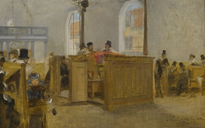 MORNING PRAYER IN THE PAARDENMARKT SYNAGOGUE, ANTWERP