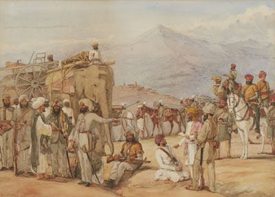 INDIAN SOLDIERS ON MANOEUVRES IN THE PUNJAB