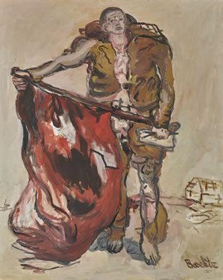 MIT ROTER FAHNE (WITH RED FLAG) by Georg Kern Baselitz - Auction record, sale price, and art valuation. Compare with similar artists and explore comparable artworks.