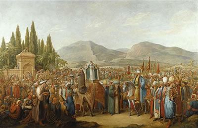 THE ARRIVAL OF THE MAHMAL AT AN OASIS EN ROUTE TO MECCA