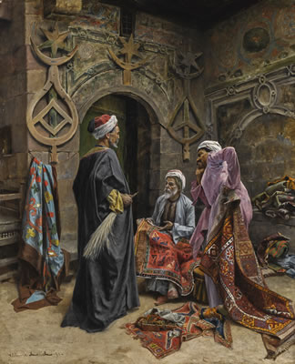 THE CARPET SELLER by Alfons Leopold Mielich - Auction record, sale price, and art valuation. Compare with similar artists and explore comparable artworks.