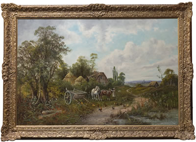 A TRAVELLER WITH HORSE AND CART IN A RURAL LANDSCAPE by Octavius Thomas Clark - Auction record, sale price, and art valuation. Compare with similar artists and explore comparable artworks.