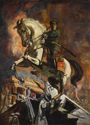 MARSHALL ZHUKOV ON HORSEBACK by Vasili Nikolayevich Yakovlev - Auction record, sale price, and art valuation. Compare with similar artists and explore comparable artworks.