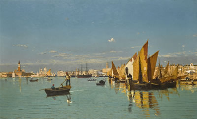 Sample artwork by Guglielmo Ciardi (1842 - 1917), known for land-and townscape, skyscape, ad mountain painting - View similar artists and auction records