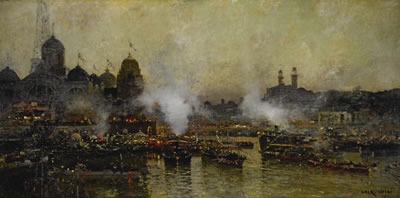 Sample artwork by Luigi Loir (1845 - 1916), known for parisien street scene painting, decoration, gdraphics, illustration, posters - View similar artists and auction records