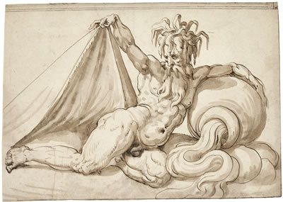 A RECLINING RIVER GOD FACING LEFT, AND LIFTING A CLOTH WITH HIS RIGHT HAND by Francesco Salviati - Auction record, sale price, and art valuation. Compare with similar artists and explore comparable artworks.
