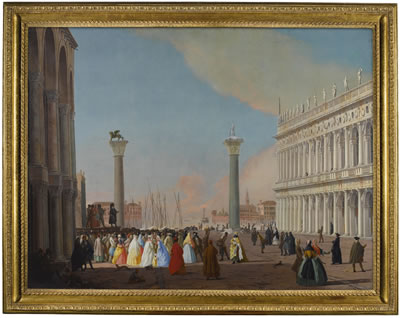 VENICE, THE PIAZZETTA LOOKING SOUTH FROM THE BASILICA DI SAN MARCO WITH THE BIBLIOTECA AND A CROWD GATHERED TO WATCH A COMEDIA DELL' ARTE PERFORMANCE, THE COLUMNS OF SAN MARCO AND SAN THEODORO, THE ISOLA DI SAN GIORGIO MAGGIORE AND THE GIUDECCA BEYOND by Johan Anton Richter - Auction record, sale price, and art valuation. Compare with similar artists and explore comparable artworks.