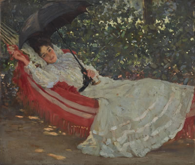 THE RED HAMMOCK by William Henry Margetson - Auction record, sale price, and art valuation. Compare with similar artists and explore comparable artworks.