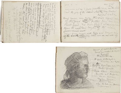 SKETCHBOOK, CONTAINING PENCIL SKETCHES, EARLY DRAFTS OF THE ISLAND OF STATUES, AND OTHER NOTES by William Butler Yeats - Auction record, sale price, and art valuation. Compare with similar artists and explore comparable artworks.