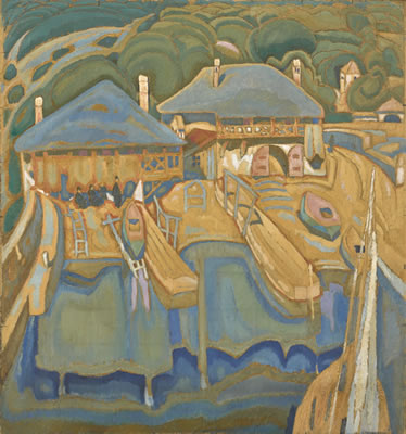 BOATYARD AT PANTOKRATOR MONASTERY, MOUNT ATHOS by Spyros Papaloucas - Auction record, sale price, and art valuation. Compare with similar artists and explore comparable artworks.