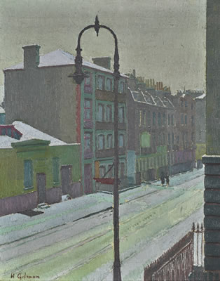 A LONDON STREET SCENE IN SNOW