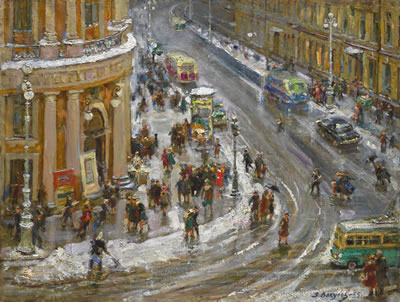 AT THE CORNER OF BOLSHAYA MORSKAYA STREET AND NEVSKY PROSPECT