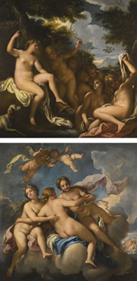 THE THREE GRACES; DIANA AND HER NYMPHS