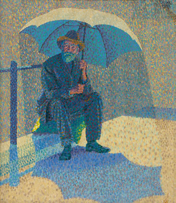 Seated Man Beneath Umbrella 1921