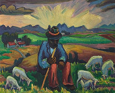 Shepherd Seated with his Flock