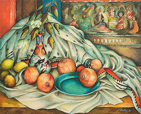 Still Life with Thangka and Pomegranates