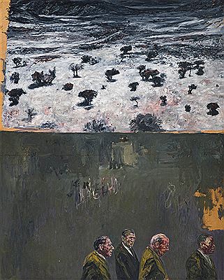 Suited Men and Landscape by Johan Louw - Auction record, sale price, and art valuation. Compare with similar artists and explore comparable artworks.