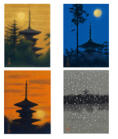 Four Views of the East pagoda of Yakushi-ji spring summer autumn winter