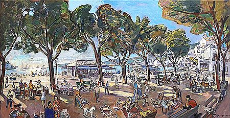 Sample artwork by Josep Moscardo Fernandez (Born 1953), known for landscape paintings with urban views, personal chromaticism, graphic work capturing urban landscapes - View similar artists and auction records