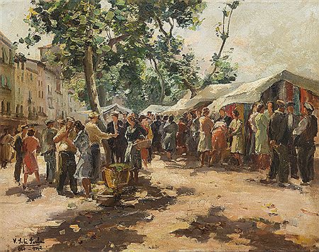 Mercado de Olot by Vicenc Sole Jorba - Auction record, sale price, and art valuation. Compare with similar artists and explore comparable artworks.