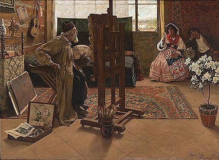 "Campesinos del Lacio en el estudio del anciano pintor". 1901