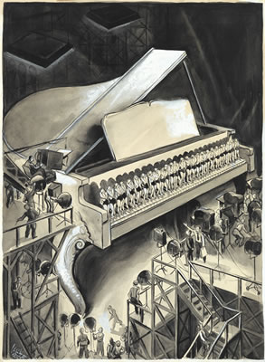 "Now in this scene, Franz Schubert, the composer, falls asleep and dreams his melody while the girls dance it out on the piano keys. Get it?" by Carl Rose - Auction record, sale price, and art valuation. Compare with similar artists and explore comparable artworks.