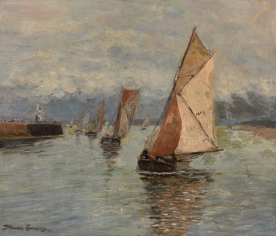 Barques sous voiles à la sortie du port