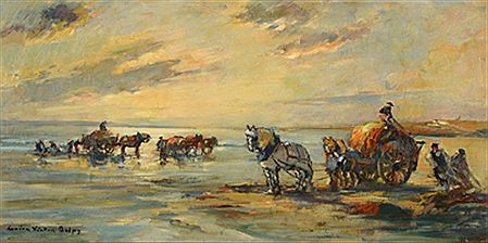 "Ramassage du goémon Fort Bloqué, embouchure de la Laïta"