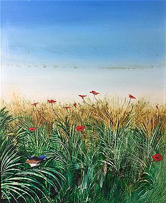 Blue Wren Amongst Poppies