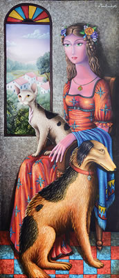 A Girl with a Dog and a Cat