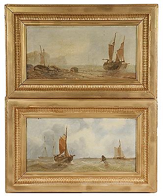 Pair of Coastal Scenes with Fishing Trawlers (2)
