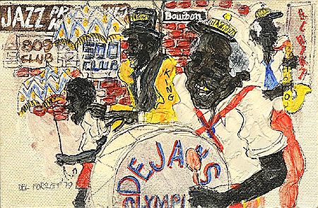 Bourbon Street Marching Band by Del Forsloff - Auction record, sale price, and art valuation. Compare with similar artists and explore comparable artworks.