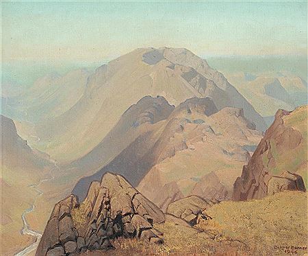 A river winding through a mountainous landscape