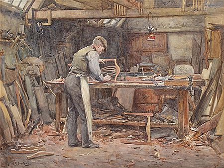 Sample artwork by Albert George Stevens (1863 - 1925), known for impressionist marine, interiors, rural genre, landscape painting, watercolor specialty - View similar artists and auction records
