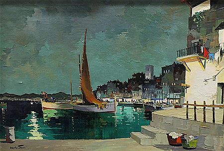 ''NIGHT FISHERMAN AT ST TROPEZ, SOUTH OF FRANCE''