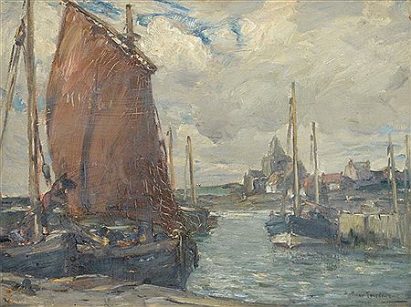Boats in a harbour, possibly Kirkcaldy
