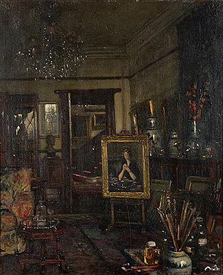 ''Corner of my Studio'' (1953) by Frederick William Elwell - Auction record, sale price, and art valuation. Compare with similar artists and explore comparable artworks.