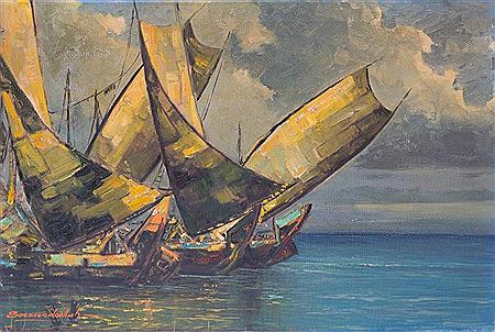 Fishing ships at the Indonesian coast by Dullah Soeboer - Auction record, sale price, and art valuation. Compare with similar artists and explore comparable artworks.