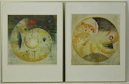 'In movement' and Untitled (pair)