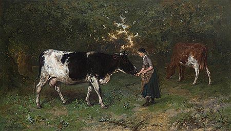 'Koeienhoedster in een bos'