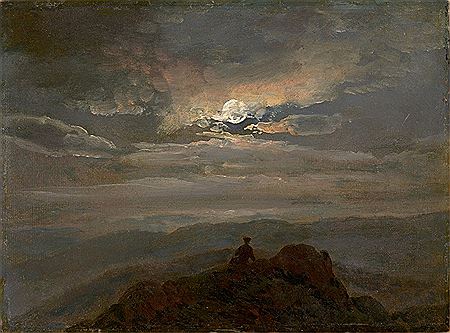 "Moonlit landscape ("Wanderer on a Mountain Top")"