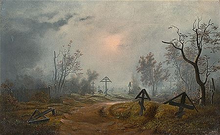 Clouds over a Russian graveyard
