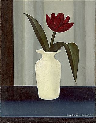 "Stillleben mit roter Tulpe" by Anton Raderscheidt - Auction record, sale price, and art valuation. Compare with similar artists and explore comparable artworks.